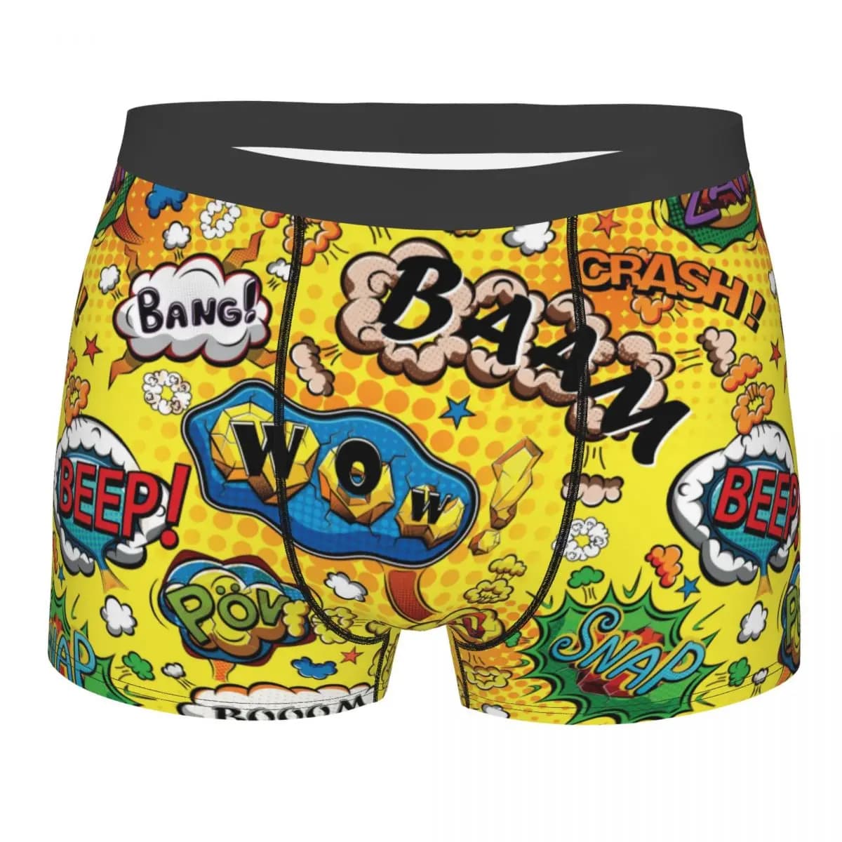 Pantaloncini boxer con motivo a bolle d'aria gialle personalizzate, slip da uomo, mutande sexy