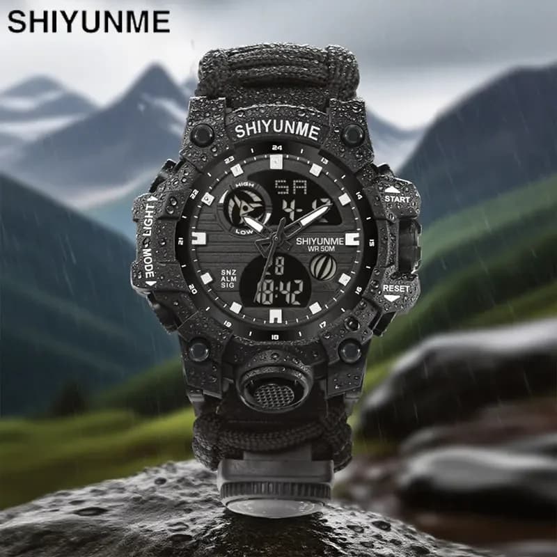 SHIYUNME Men's G Style Military Watch Waterproof Chronograph LED Electronic Compass Outdoor Sports Male Watch Relogios Masculino