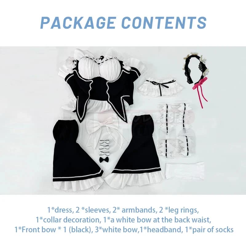 3,k;6\g/ Re:Life In A Different World From Zero Anime Rem Cosplay Costume Wig Lolita Maid Dress Black White Halloween Chk;6,y'9\