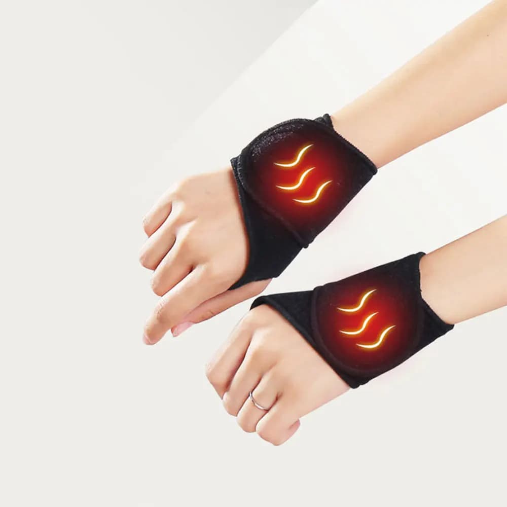 1 paio di tutore per polso autoriscaldante con tormalina, protezione sportiva, cintura da polso, cuscinetti per terapia magnetica a infrarossi lontani, copertura per alleviare il dolore
