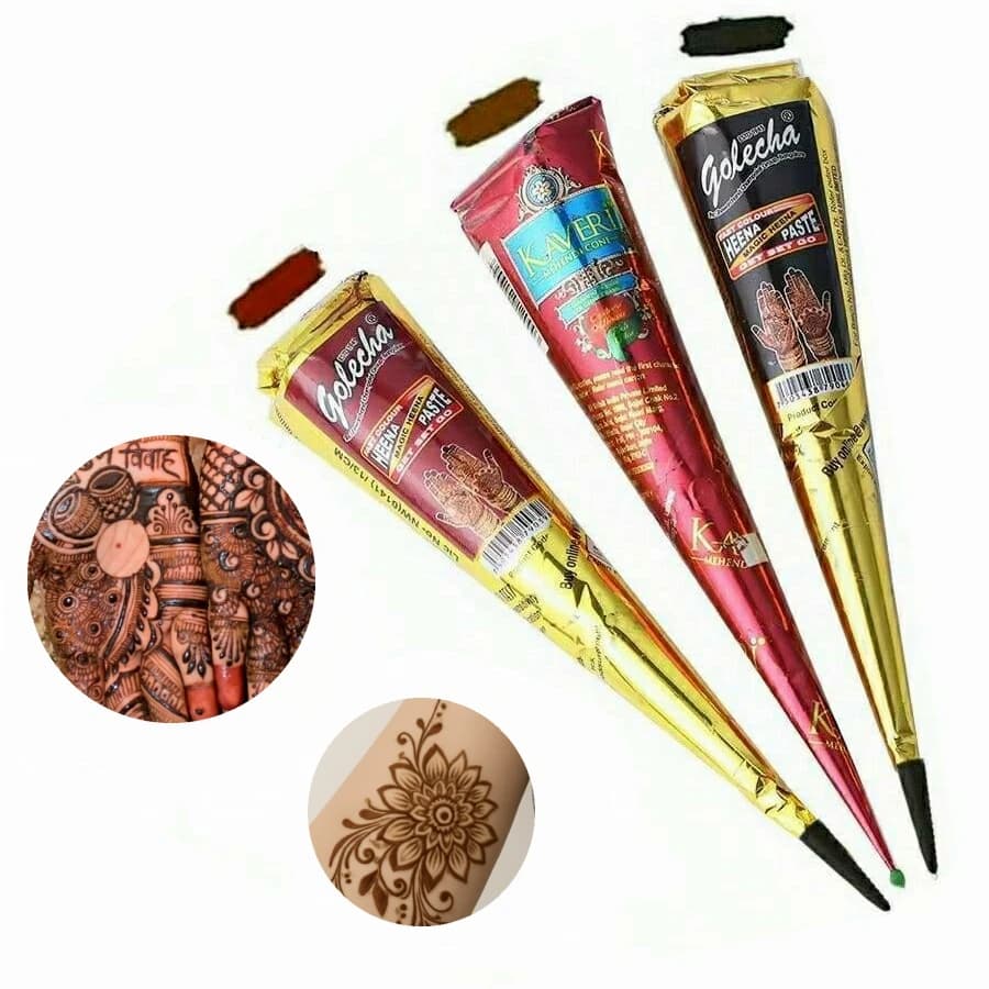 1/3/12 pieces of henna, brown, black, red, henné, temporary henné, art semipermanent to henna