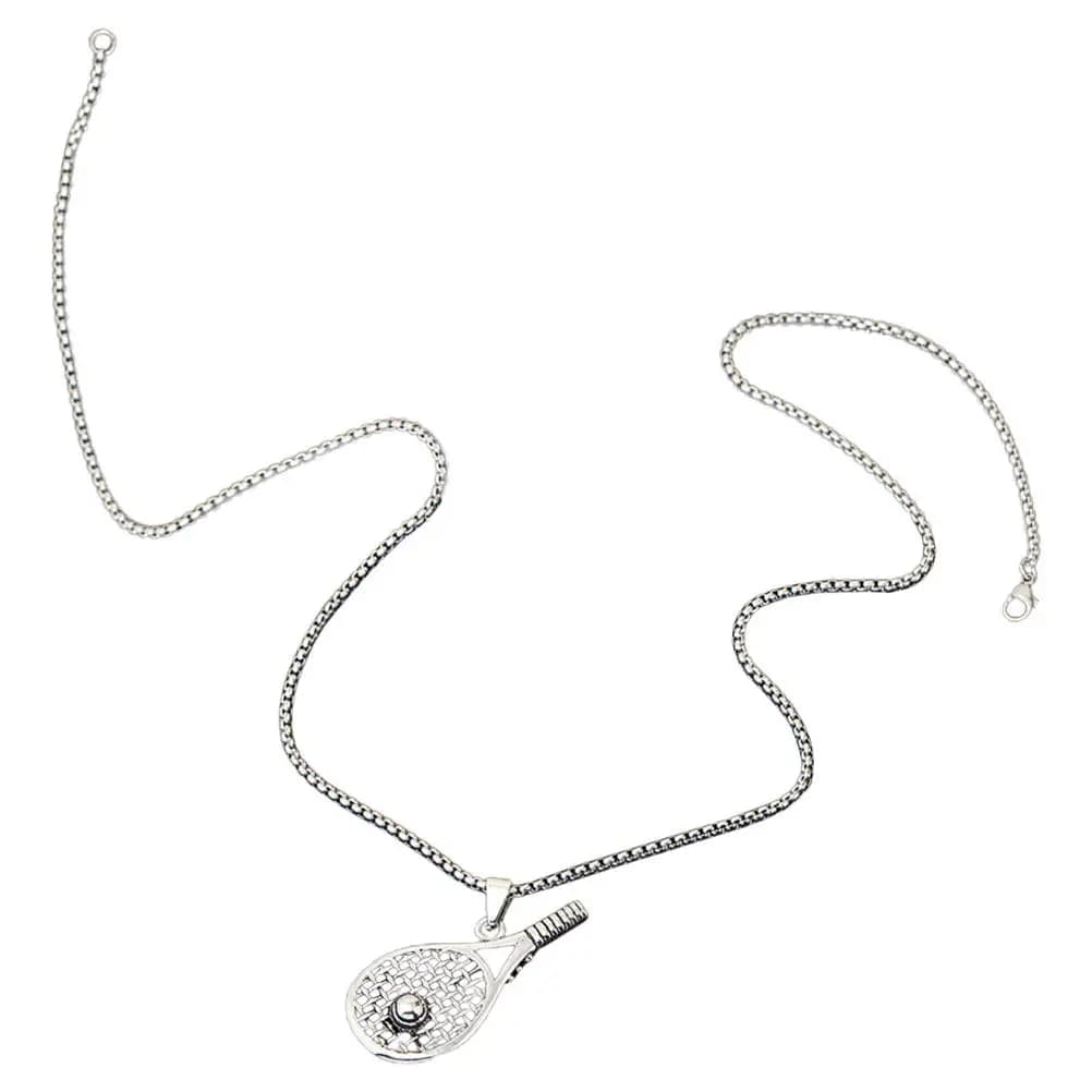 Collana con Ciondolo a Forma di Racchetta da Tennis in Acciaio Inossidabile, Gioiello Sportivo Unisex, Regalo per Lei e Lui, Decorazione Unica per il Collo