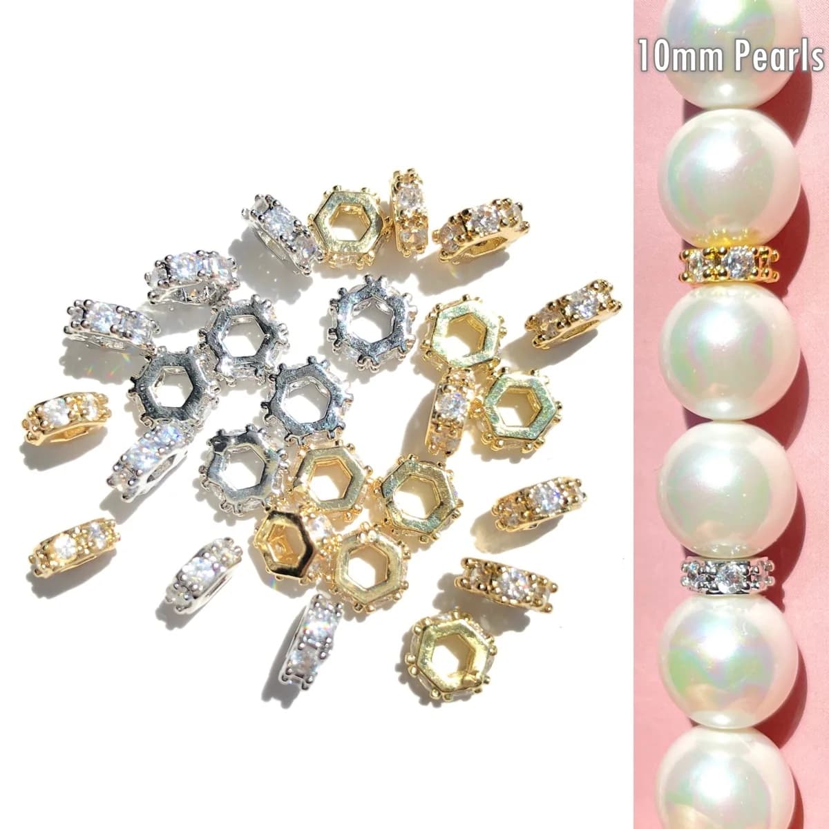 20 pz Zirconia Pavimenta di Piccole Dimensioni Ruota Esagonale Distanziatore Rondelle Perline per Braccialetti Collane Orecchino Vita Creazione di Gioielli Accessorio
