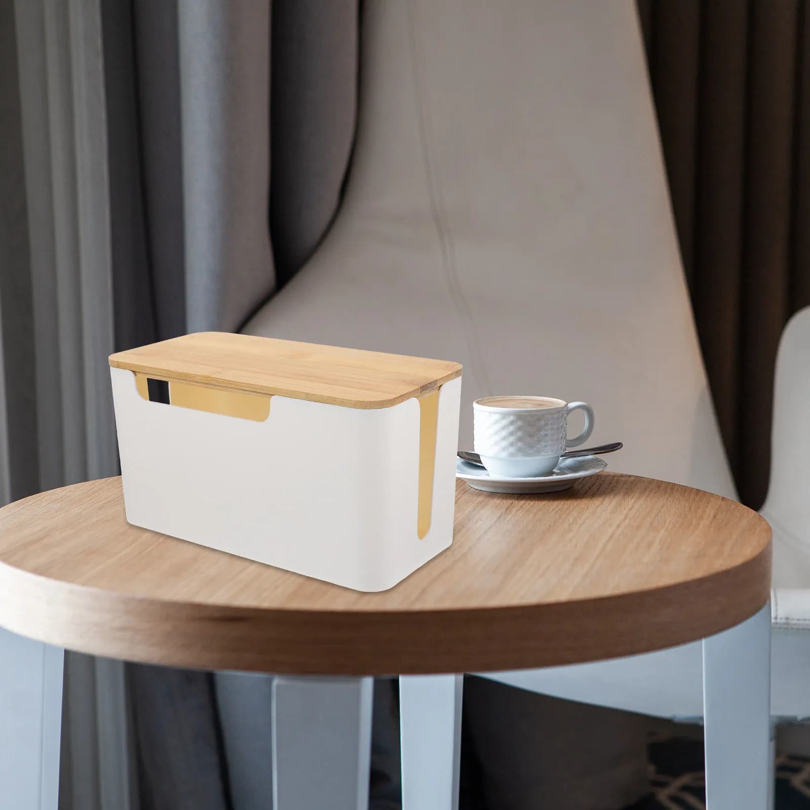 Scatola organizer per cavi da 2 pezzi, custodia stabile per cavi di alimentazione, design staccabile per la gestione dei cavi da scrivania, custodia per cavi per casa e ufficio