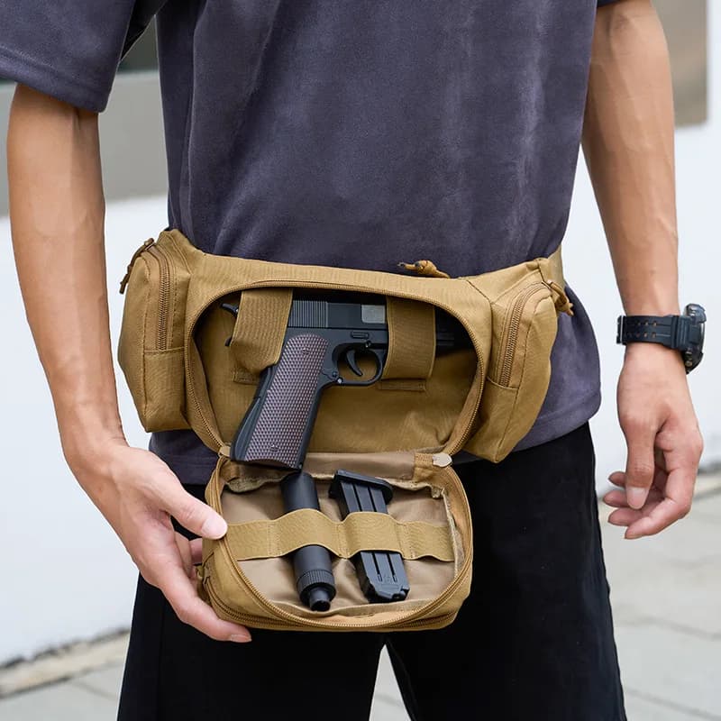 Marsupio tattico multifunzionale Borsa da petto con fondina per pistola invisibile da uomo Borsa a tracolla sportiva resistente all'usura e durevole