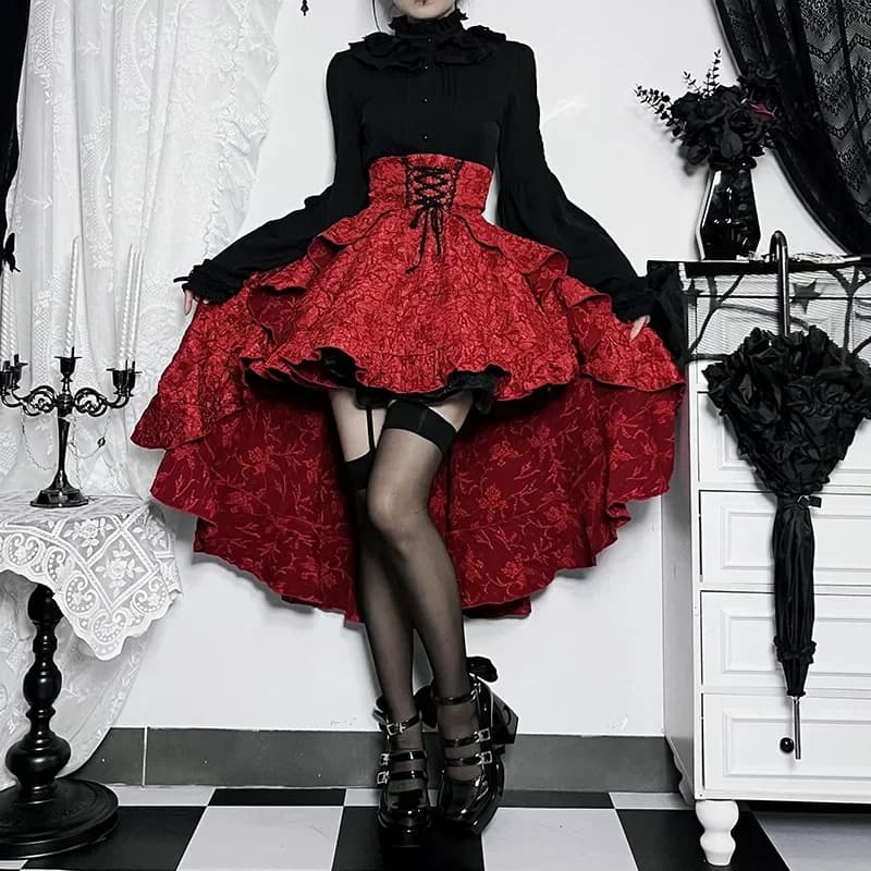 carnival Gothic Mini Skirts Black High Waist Women Skirt New Y2k Style Harajuku Punk Goth Dark Grunge Streetwear Female Clothes
