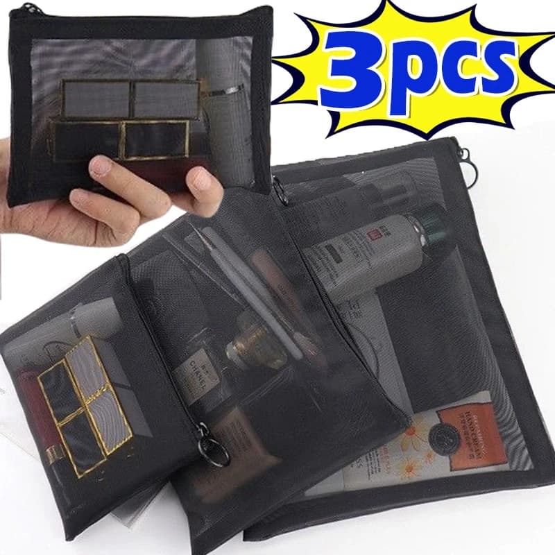 1/3 pcs transparent cosmetic bags in small mesh large black makeup bag bag for portable toe bag for lipstick bag