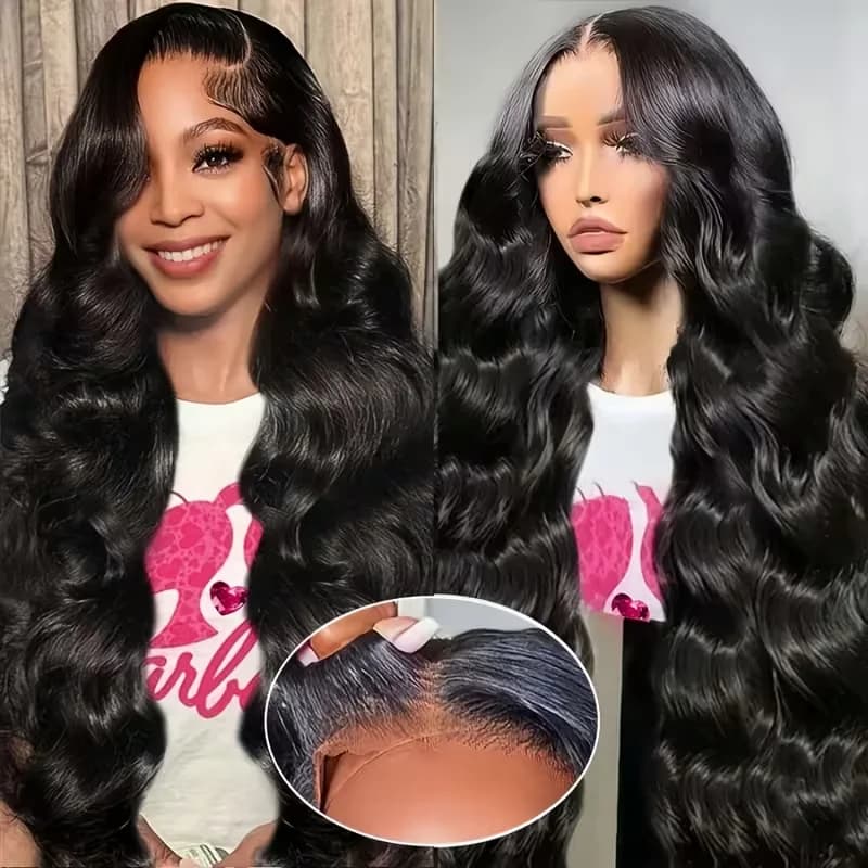 7x6 Body Wave Glueless Wigs Natural Color Wigs Brazilian Human Hair Wig 200% Density Pre Cut No Glue 3S Wear Friendly Beginners