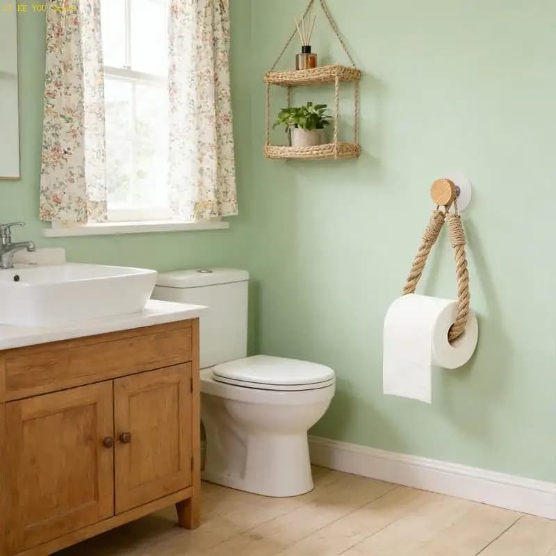 W3JE 2Pcs Towel Hanging Rope None Drilling Toilet Paper Holder Toilet Accessories