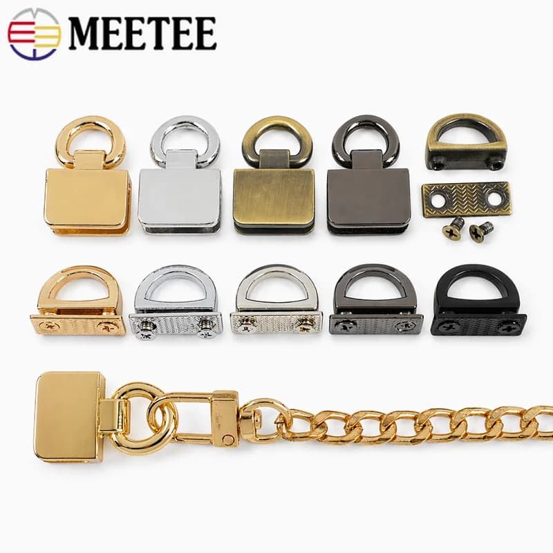 5/10/20 Pezzi Anello a D in Metallo da 10/14mm, Fibbia a Vite Laterale per Borsa, Gancio di Fissaggio, Chiusura a Catena per Borsa a Mano, Accessori Fai da Te