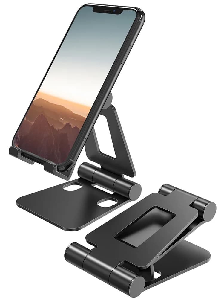 Supporto pieghevole doppio per cellulare, supporto da scrivania completamente regolabile e pieghevole, compatibile con iPhone, Xiaomi, Huawei
