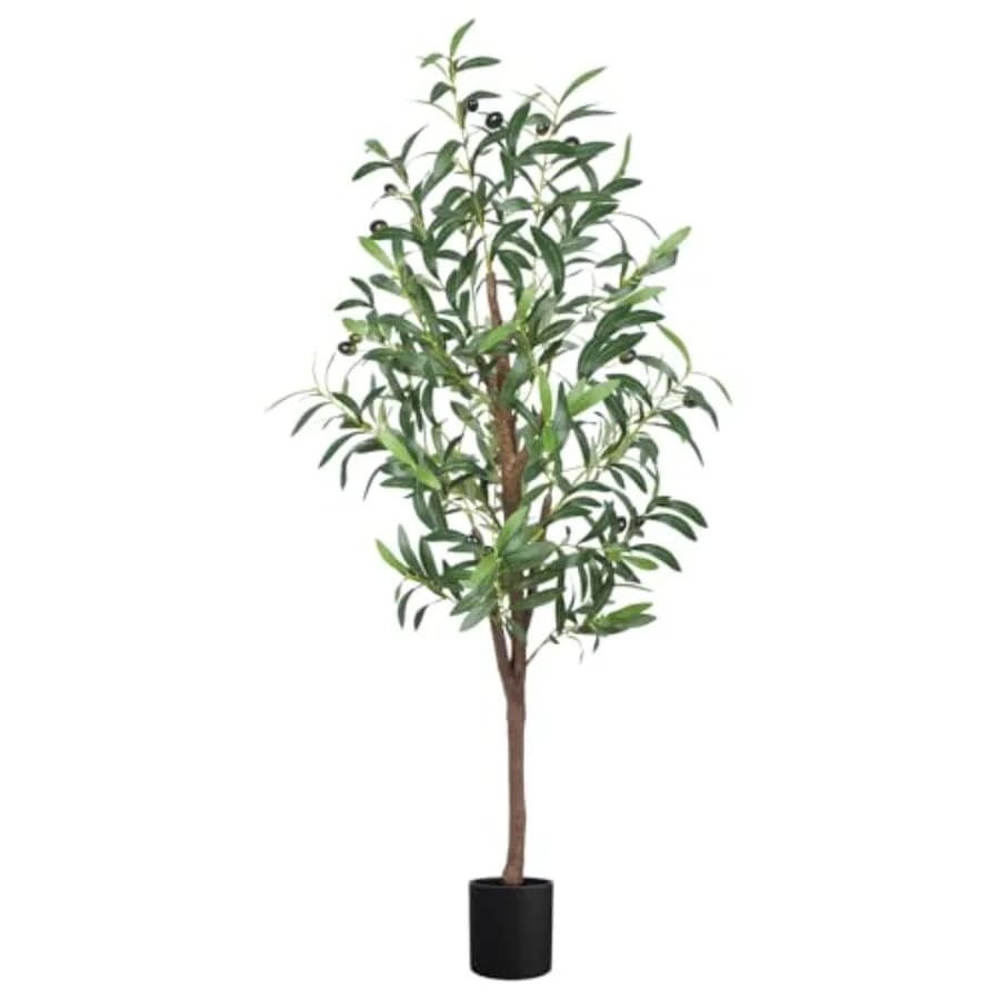 Albero di Ulivo Artificiale Alto 1,2 Metri, Finto Ulivo da Esterno in Vaso con Tronco e 436 Foglie Realistiche