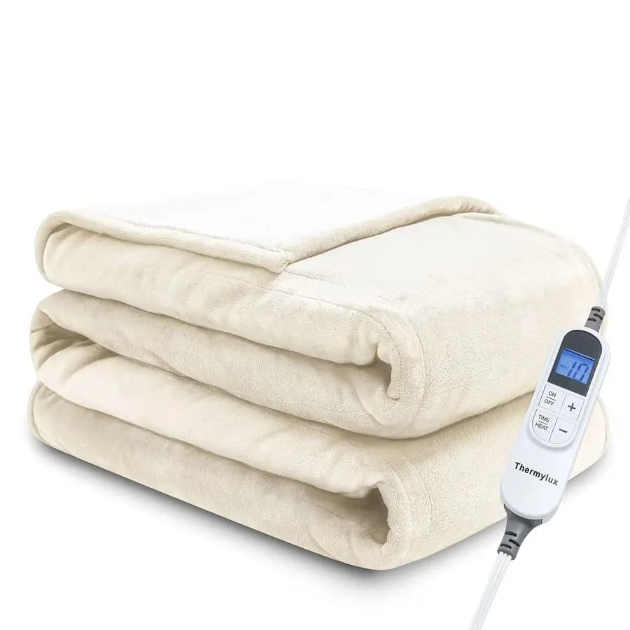 Coperta Elettrica Riscaldante 72x84 con 10 Livelli di Riscaldamento, 12 Impostazioni Orarie, Spegnimento Automatico Dopo 8 Ore, Riscaldamento Rapido e Protezione da Surriscaldamento