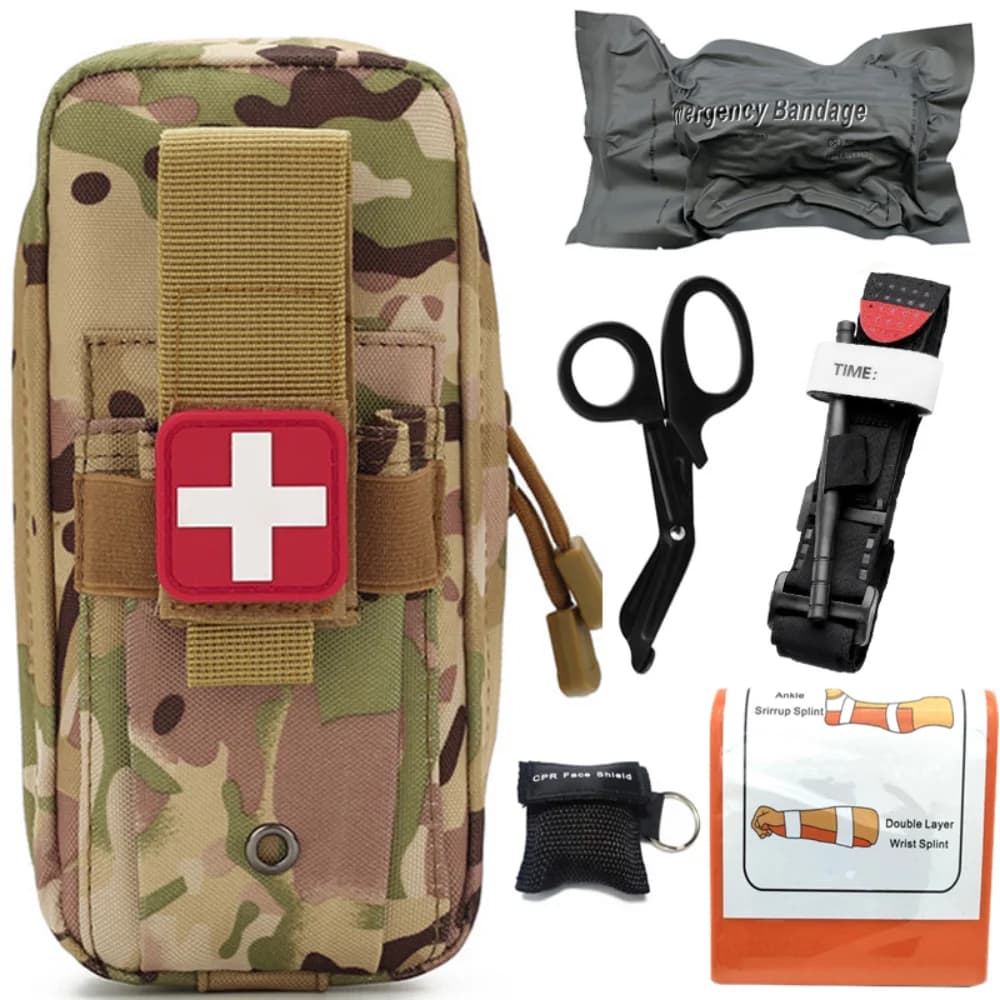 Kit di pronto soccorso tattico Custodia medica EMT Attrezzatura da campeggio Molle per trauma Laccio emostatico Fasciatura Attrezzatura di sopravvivenza di emergenza