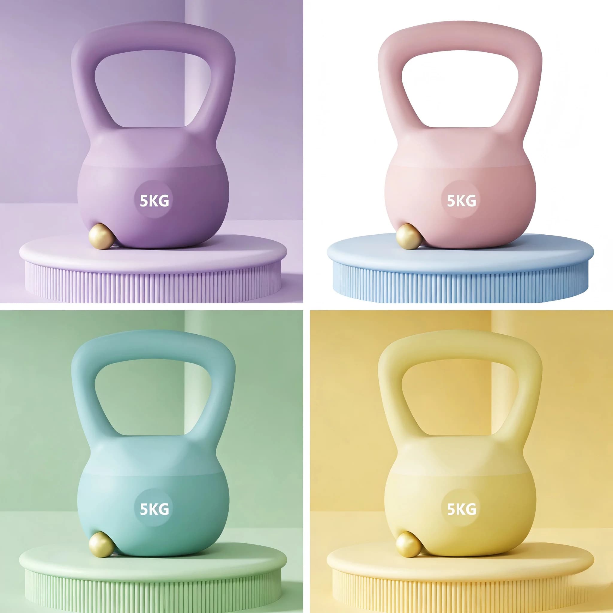 5KG PVC Kettlebell with Anti-slip Grip, Delicate on Floors, for Strength Training and Home Workout