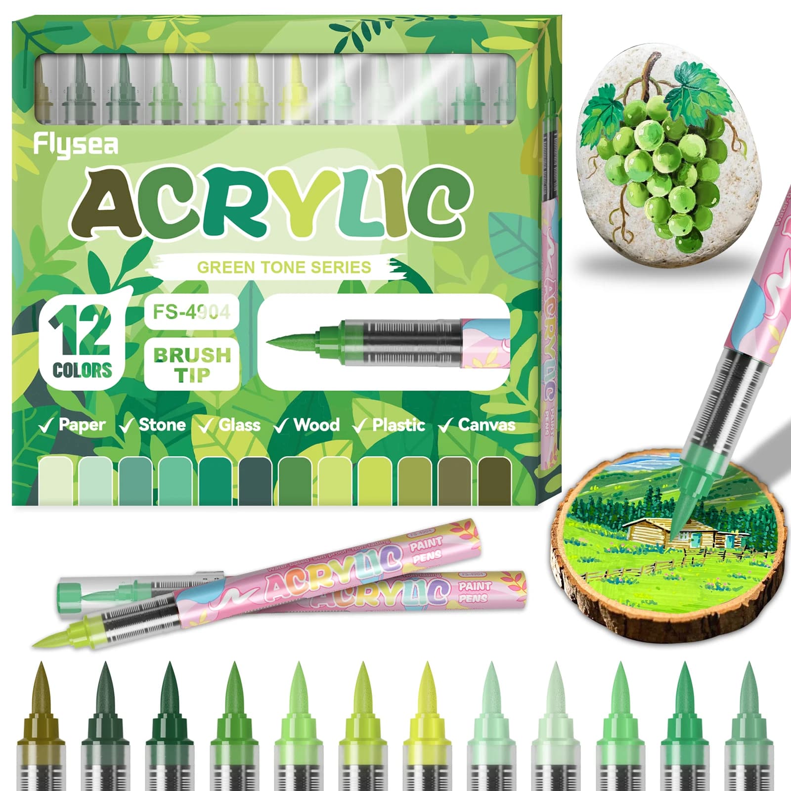 Multi-Color Options for Painting Pens, Acrylic Paint Markers, Macaron Series Set, Soft Brush Tip, Water-Based, Suitable for Wood, Canvas, Rock Painting, Glass, DIY Crafts, Fabric Painting