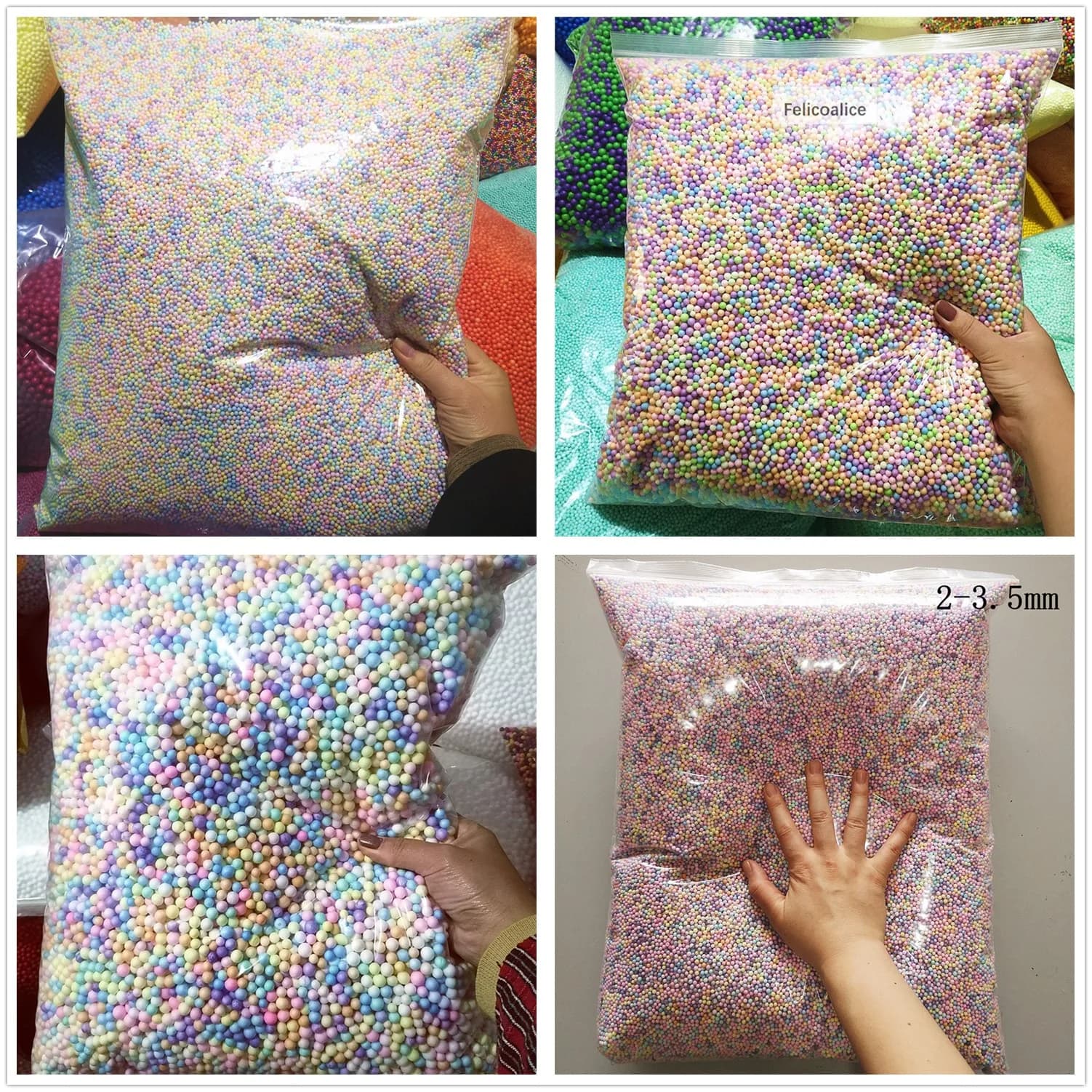 12L dimensioni assortite pastello Marcaron polistirolo polistirolo riempitivo perline palline per giocattoli fai da te additivi melma forniture Kit accessori