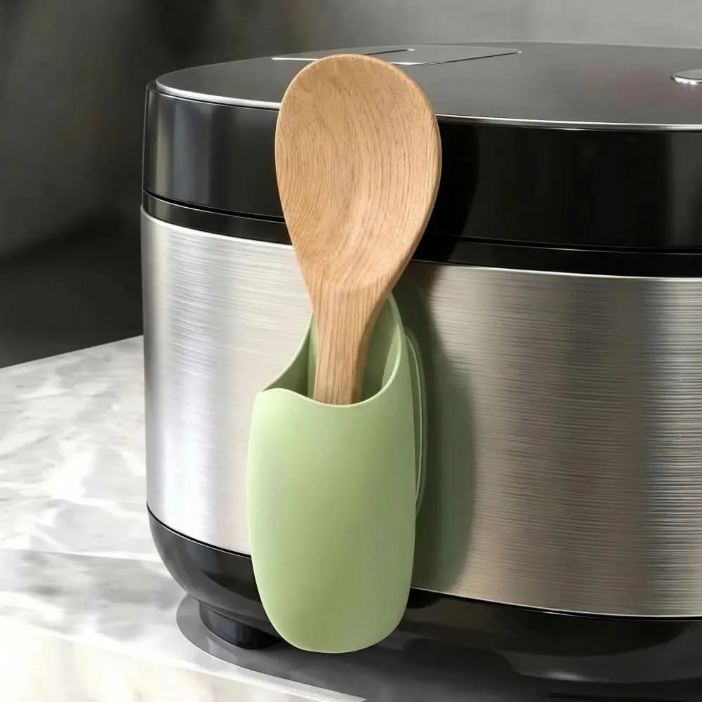 Porta Cucchiaio da Riso Multifunzionale da Cucina, Supporto in Silicone per Mini Cuociriso, Porta Spatola Autoadesivo Durevole, Porta Spazzolino da Denti per Casa