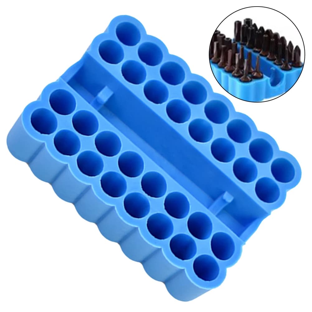 Organizzatore per punte di cacciavite a 32 fori con attacco esagonale, 2 pezzi, per punte da 6,35 mm (1/4 di pollice), scatola portaoggetti in plastica portatile.