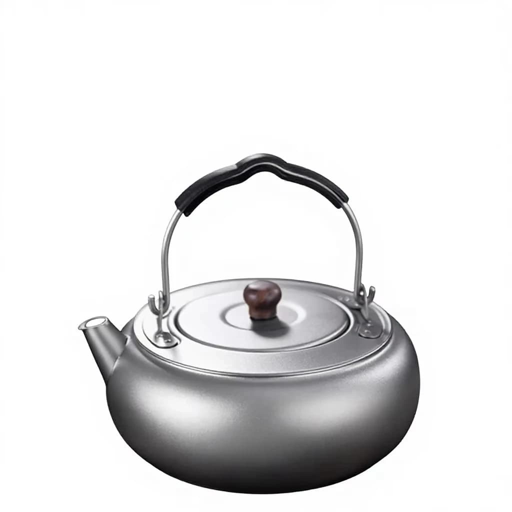 Ultralight Pure Titanium Camping Kettle with Heat Resistant Handle Portable Outdoor Water Pot for Hiking Trip