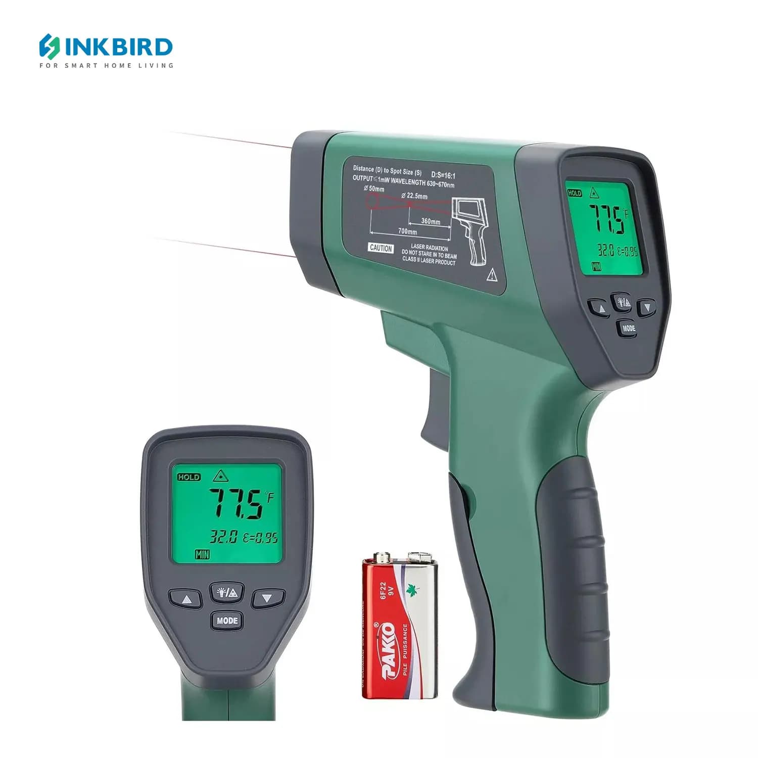 INKBIRD INK-IFT03 Infrared thermometer Temperature plate with backlit LCD screen with automatic shutdown without contact for cooking, beer, grill