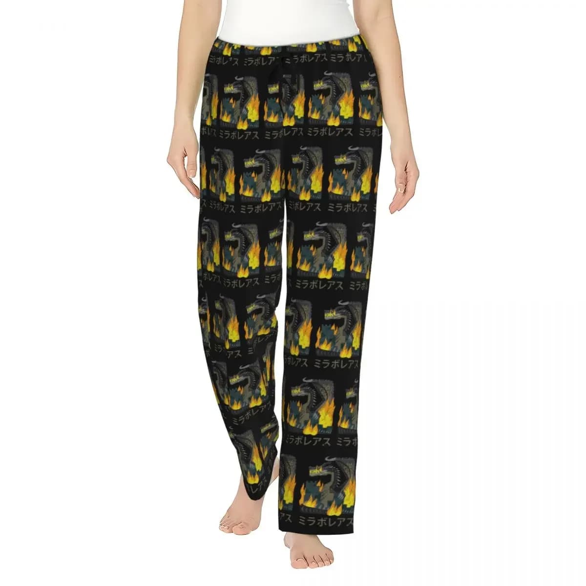 Custom Monster Hunter World Iceborne Nargacuga Kanji Icon (3) Women Pajama Pants Lounge Sleep Sleepwear Bottoms with Pockets