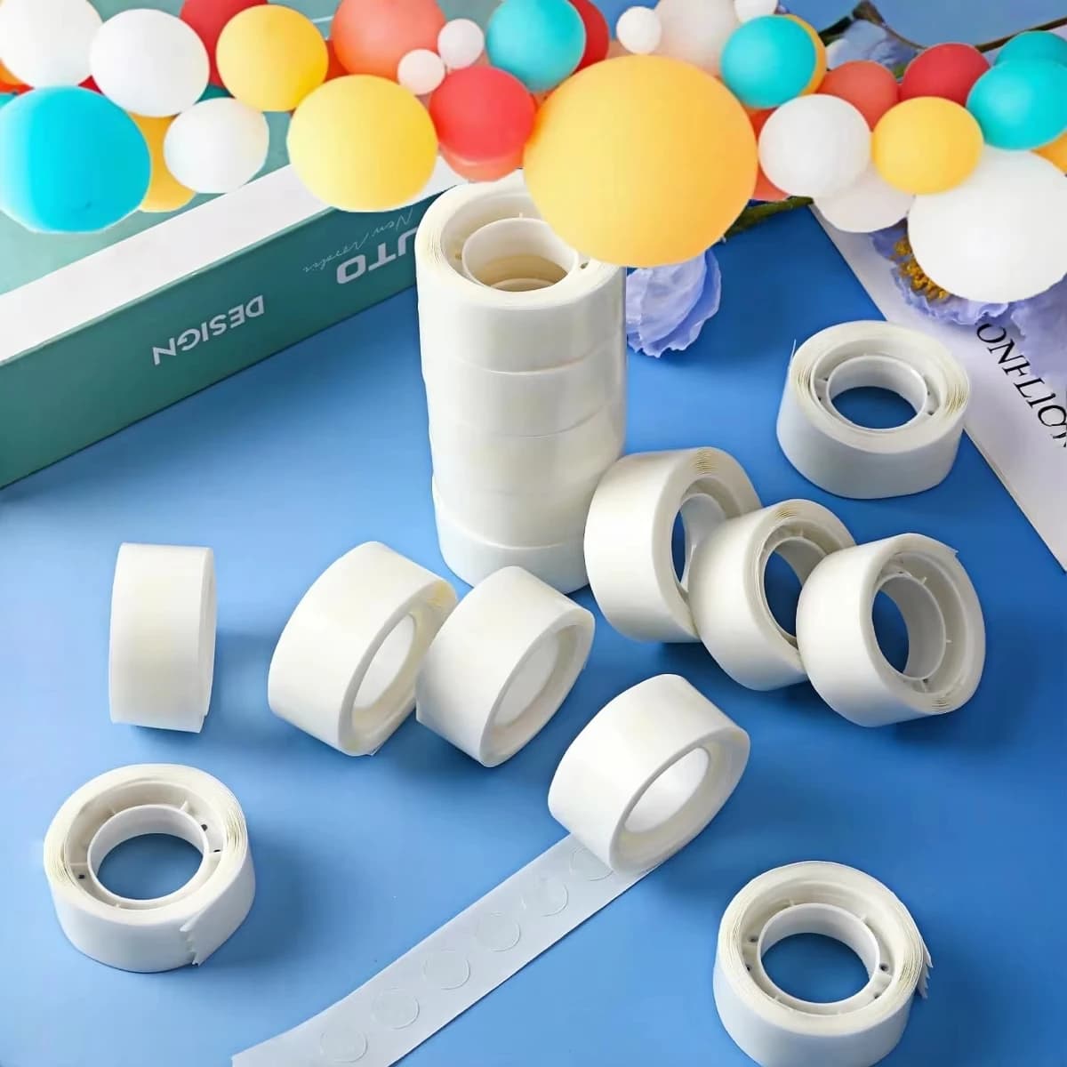 1500 points removable ribbon with balloon glue, 15 rolls of double-sided stickers for handmade wedding decorations