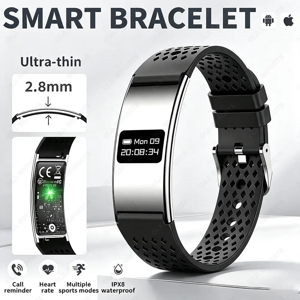 Smart Bracelet Ultra-thin Heart Rate Blood Oxygen Sleep Monitor IPX8 Waterproof Smart Watch Sports Women Men Smart Band HT30