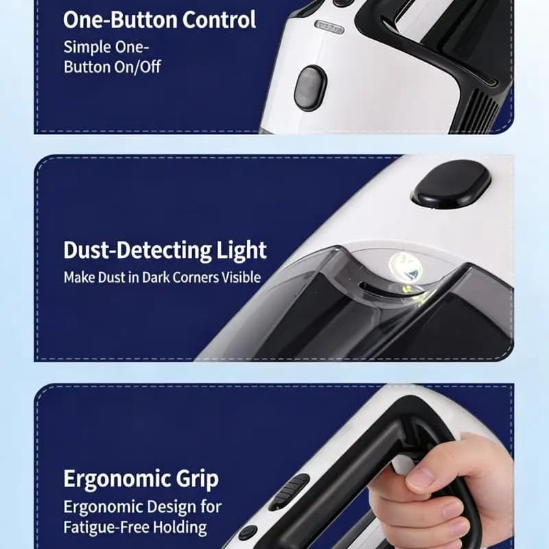 Aspirapolvere portatile per auto con filtraggio della polvere avanzato 99,99, Batteria lunga wireless portatile forte