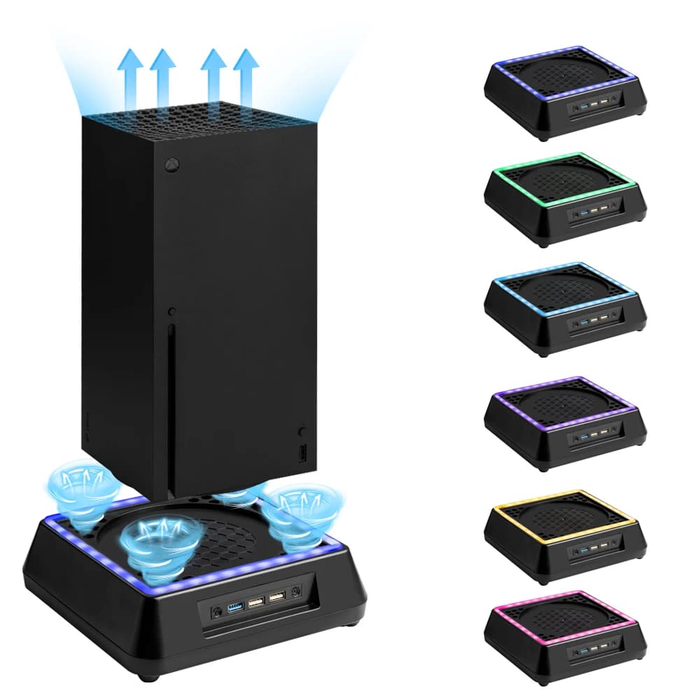 Supporto per ventola di raffreddamento per console di gioco per accessori Xbox Series X Copertura superiore antipolvere Dock di dissipazione del calore host regolabile a 3 velocità