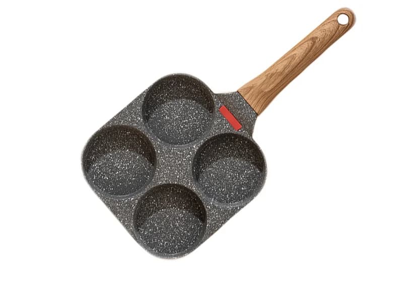 Padella per Omelette a 4 Fori con Coperchio, Padella Spessa per Bistecche, Piastra per Pane e Colazione, Antiaderente Universale per Induzione BHL284-FRO