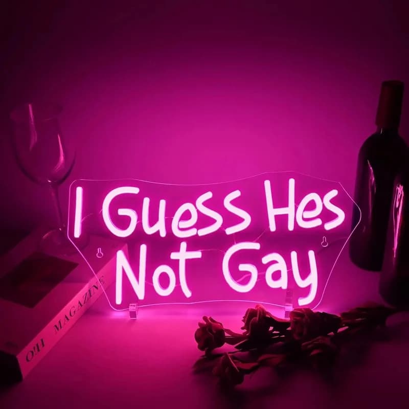 Indovina è non gay Insegna al neon per la decorazione della parete Lettera Luci a LED Man Grotta Decorazione della stanza per la camera da letto Party Bar Club Insegne artistiche