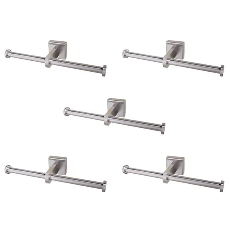 5X Stainless Steel Toilet Roll Holder Double Ring Toilet Paper Holder Wall Mounted Bathroom Toilet Paper Shelf Silver