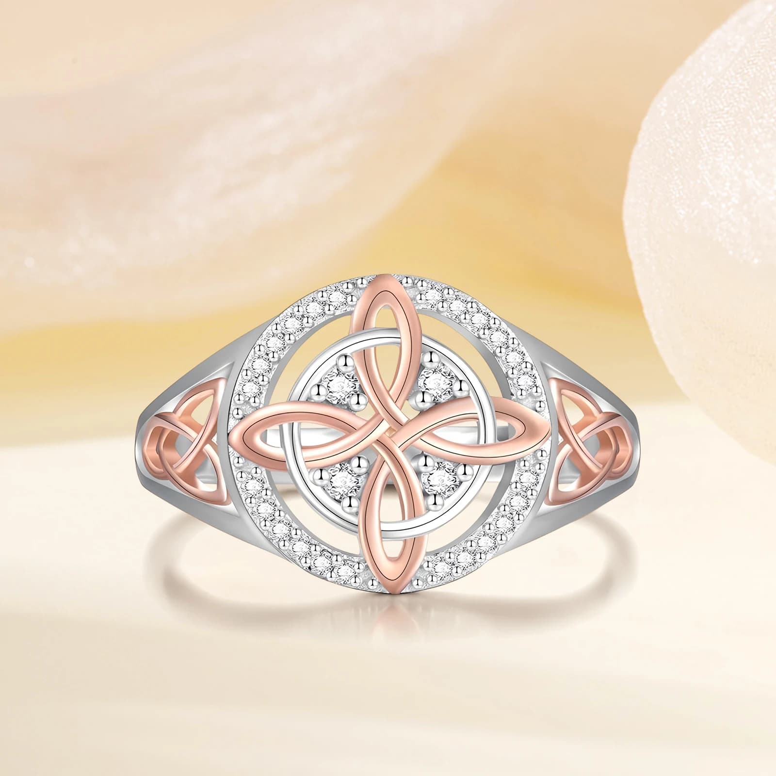Anello Bicolore Nodo delle Streghe, Proteggi i Tuoi Cari, Anello con Zirconia Cubica, Gioielli per Donne, Regalo di Compleanno, Regali per la Festa della Mamma