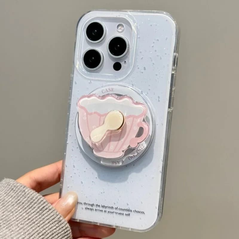Korean Cute Cartoon Rotation for Magnetic Phone Magsafe Griptok Grip Tok Holder for IPhone15 16 17 Wireless Charging Case Holder