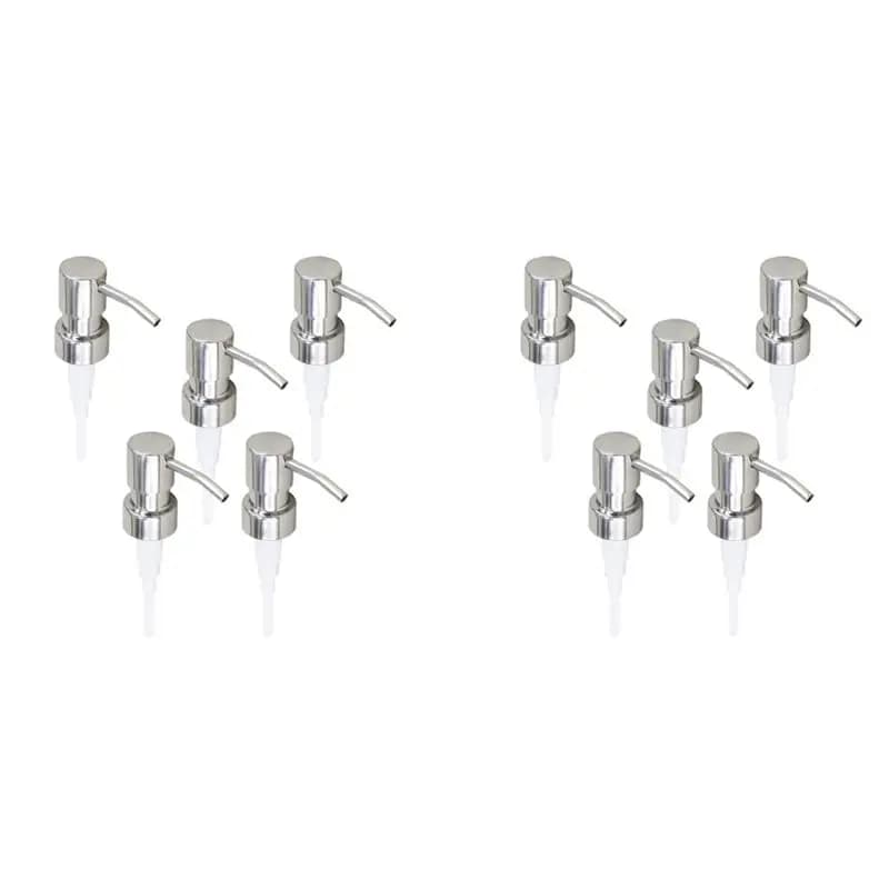 ABWZ-10Pcs Pompa per sapone in acciaio inossidabile di ricambio con 28 denti, ugelli in metallo per bottiglie, testina dosatrice per lozione