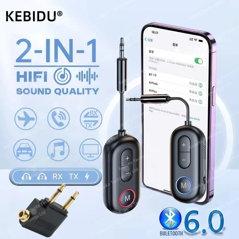 Bluetooth Receiver Transmitter 6.0 Jack AUX 3.5mm Dongle for Air Adapter Wireless Audio Adapter for TV PC Headphones Car Kit Speaker