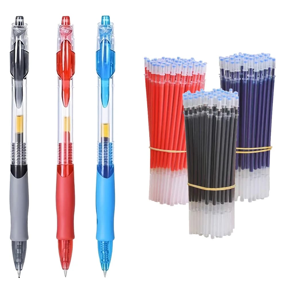 7/25pcs Retractable Gel Pens Set 0.5mm Smooth Writing Black Blue Red Ink Student Office Stationery