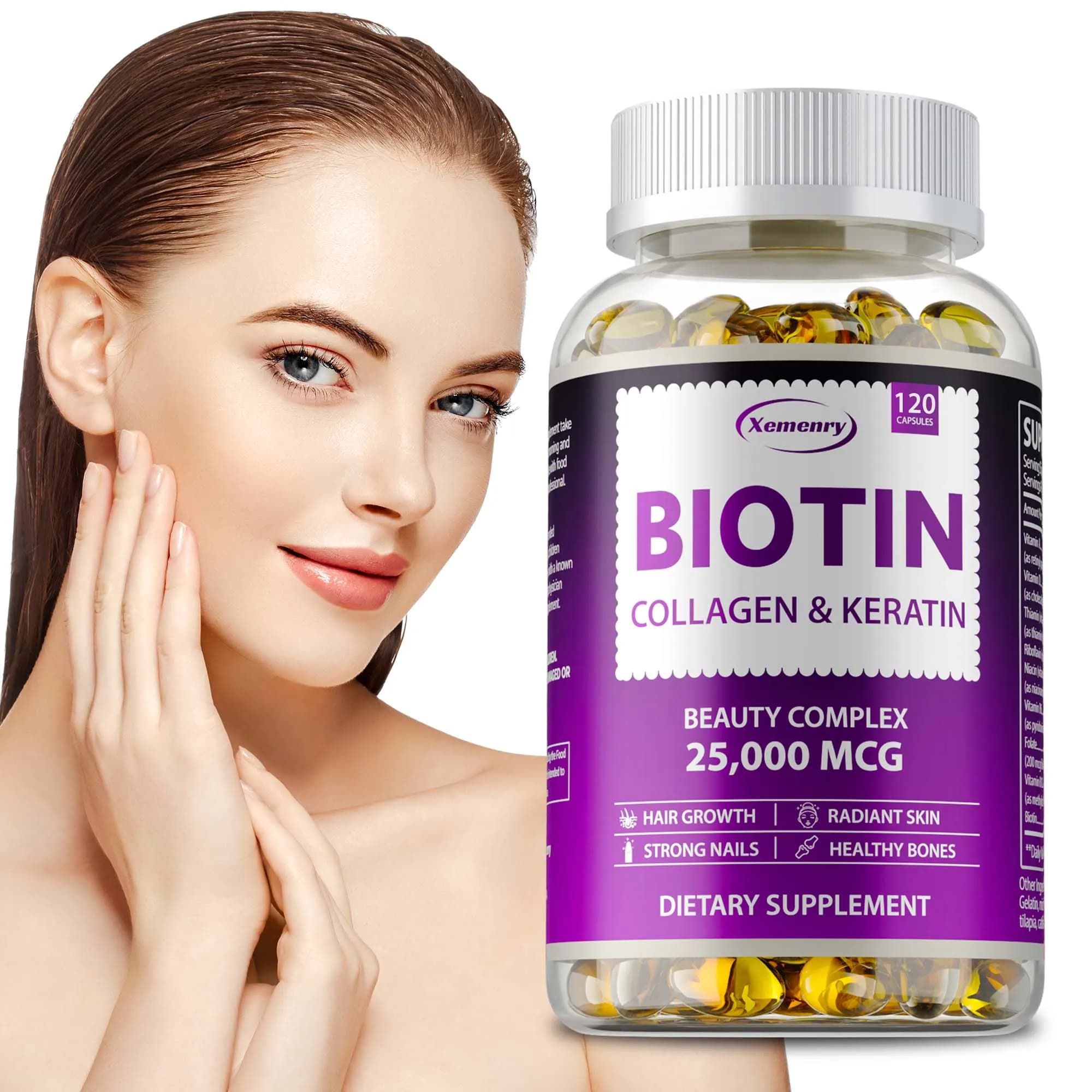 Collagen and keratin biotin supplement - Supports nails and hair, smooth skin, joint and bone health