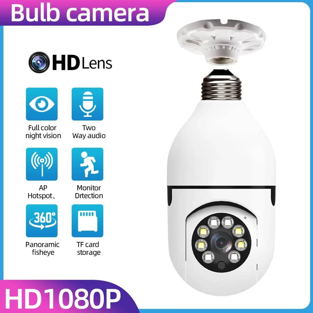 2MP 1080P E27 Portalampada Yoosee APP Wireless PTZ IP Dome Camera Visione notturna a colori Sicurezza domestica CCTV Baby Monitor