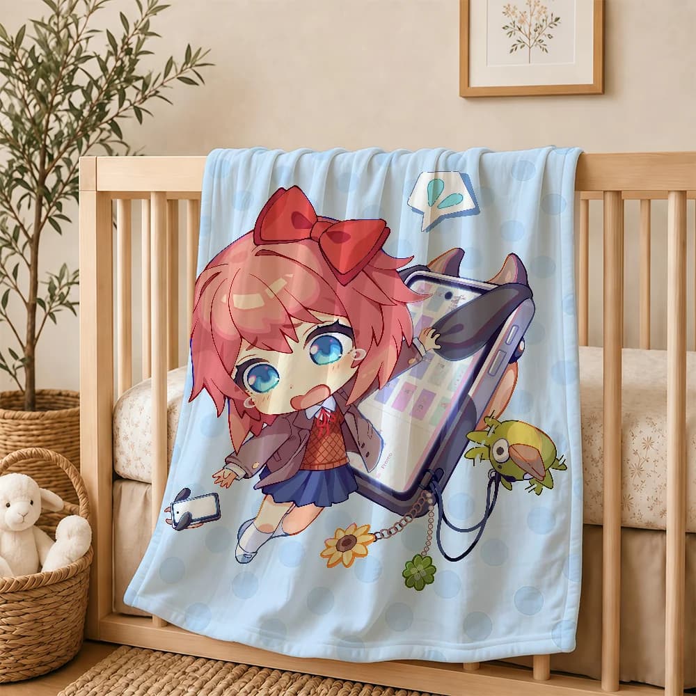 Game D-Doki D-DokiS LC DDLC Blanket For Soft Warm Knee For Bedroom Living Room Bed Sofa Camping Picnic Office Gift