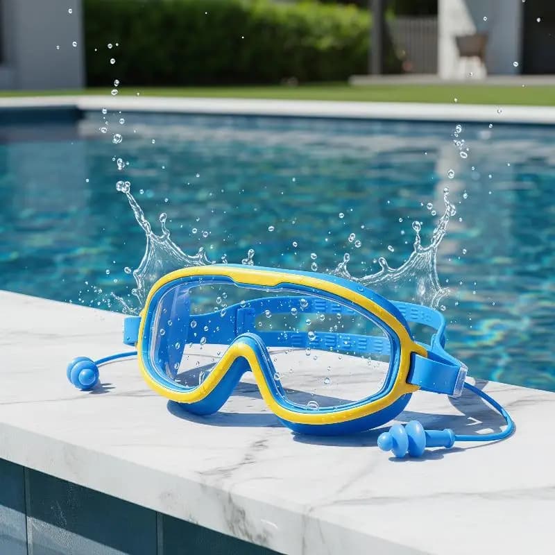 Kids Swim Goggles with Anti-Fog and Large View Frame Suited for Water Adventures