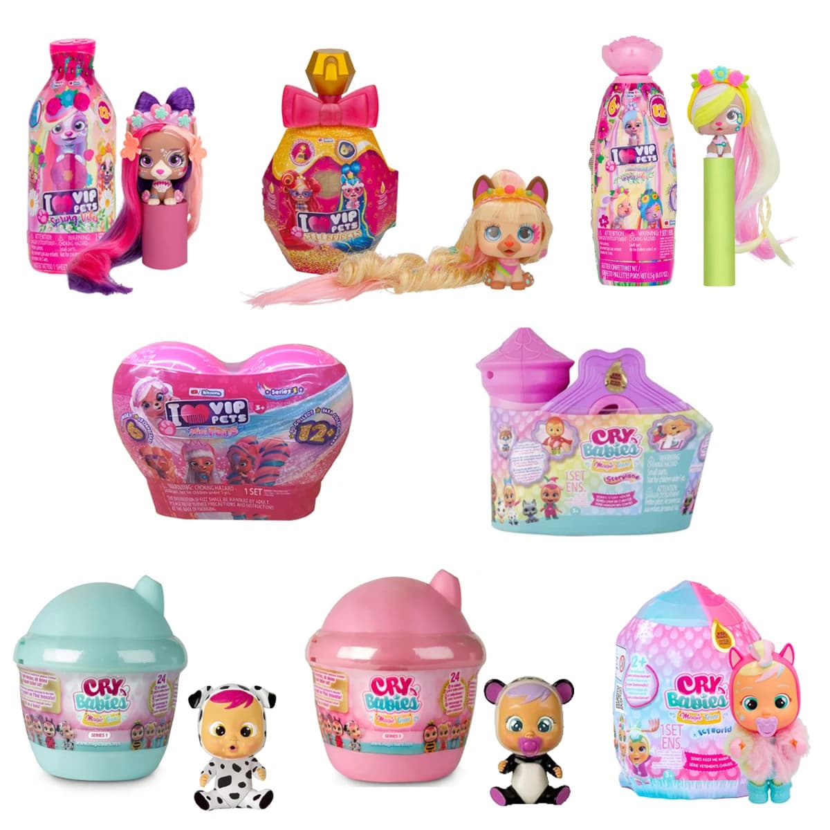 Cry Babies Magic Tears Icy World Action Figure I Love Vip Animali domestici Mini Vibrazioni primaverili Parrucchiere Scatola cieca per animali domestici Giocattoli per bambole per ragazze