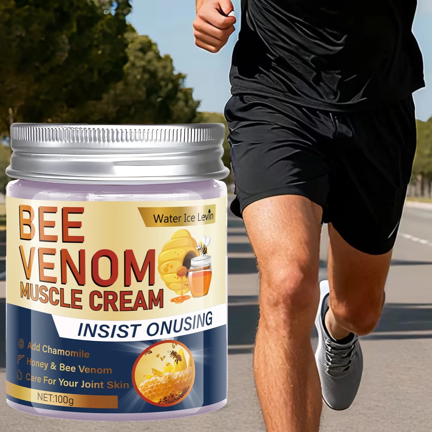Muscle cream with bees vein, collagen and infusion honey, light texture moisturizes every day for elastic, smooth and bright joint skin