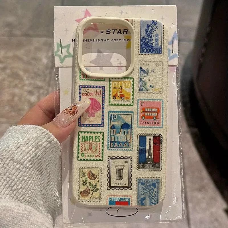Vibrant Retro Stamps Lichee Design Phone Case For iPhone 17 16 15 14 Pro Max Plus Air 11 12 13 16 Plus XR XS 16E Shock Cover