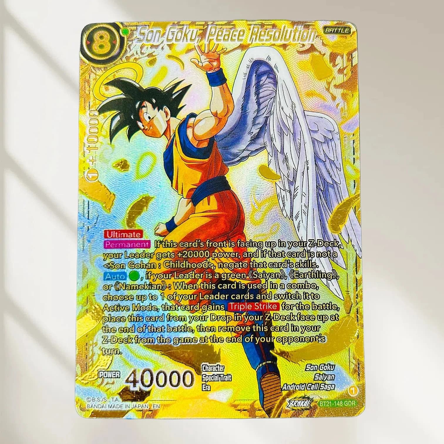 DIY Dragon Ball Son Goku Peace Resolution BT21-148 GOR English Gold Foil Texture Flash Card Classic Anime Collectible TCG