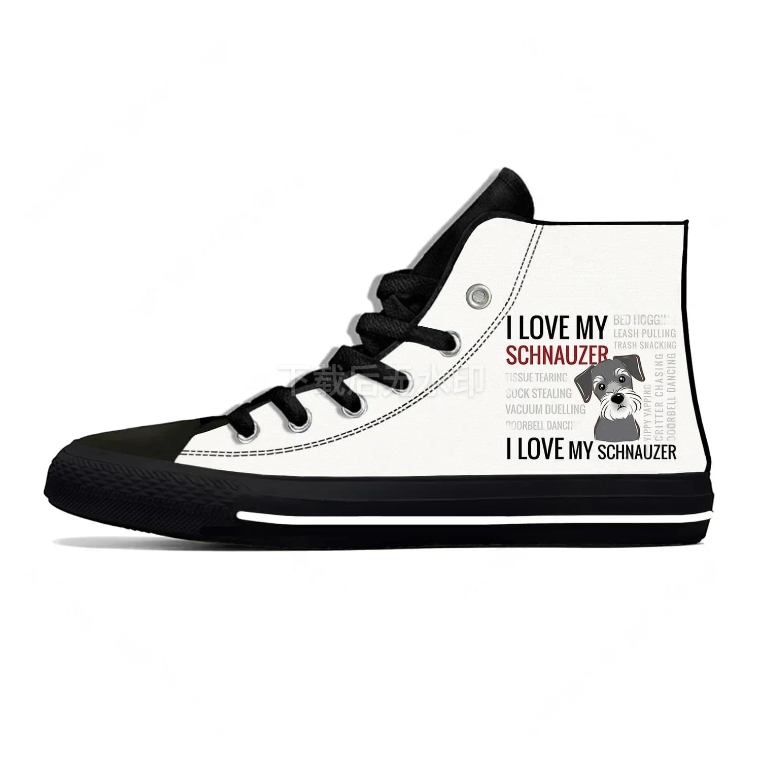 Scarpe in tela alte leggere Schnauzer Animal Dog Cut Kawaii Harajuku Fashion da uomo e donna, sneakers casual classiche da skateboard