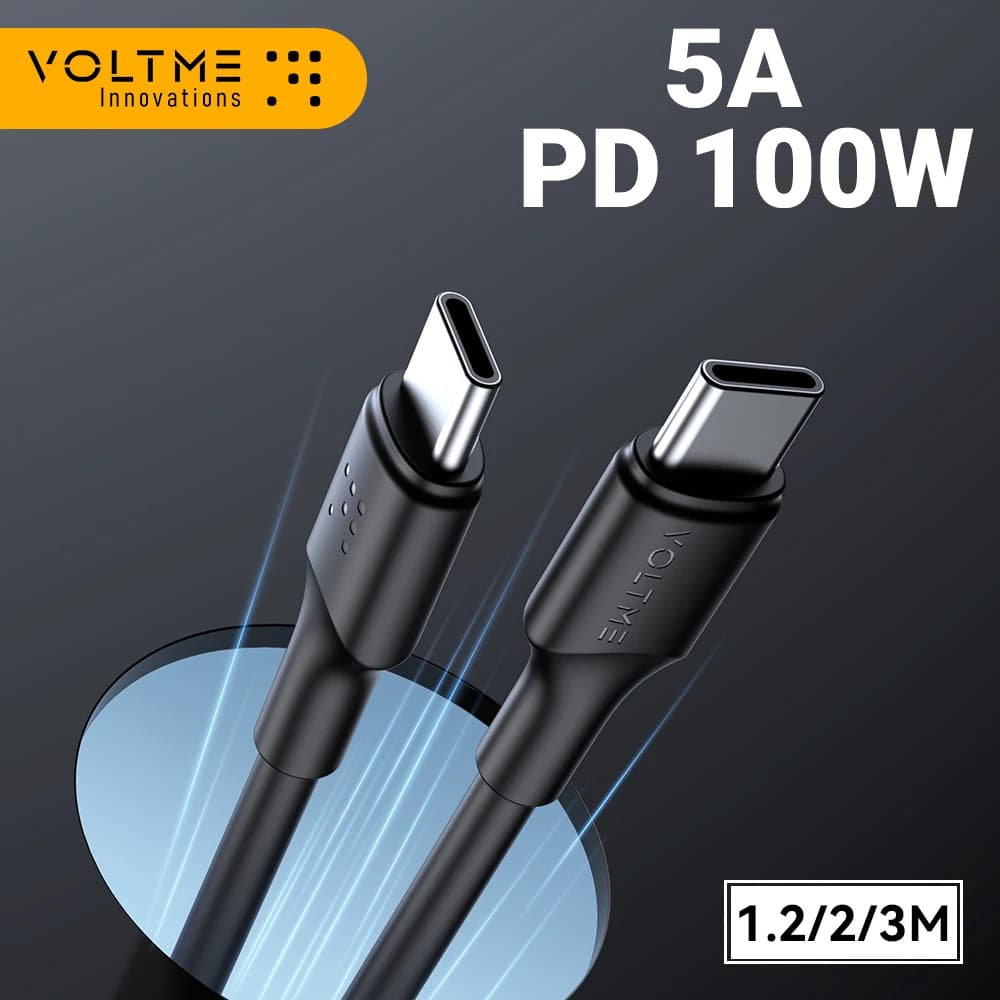 VOLTME Cavo USB tipo C a USB C da 100 W per MacBook iPad Samsung Xiaomi PD Cavo di ricarica rapido per caricabatterie 5A Chip E-Marker USB C veloce