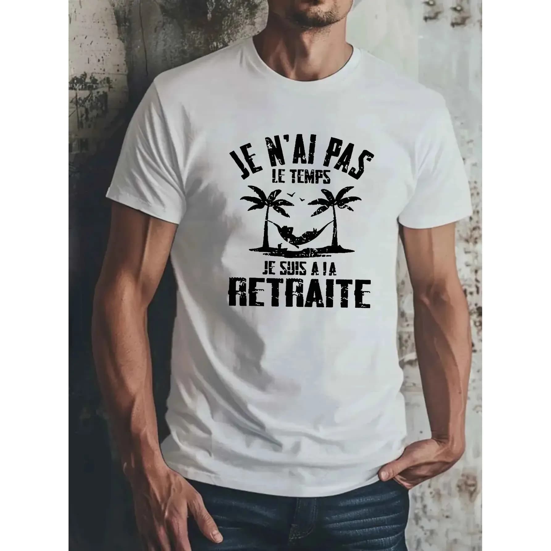 French Retirement Slogan Graphic Tee I Have No Time I Am Retired Short Sleeve T-Shirt