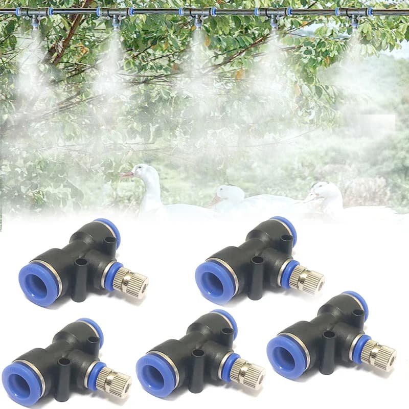 5 pz 10mm Nebulizzazione Sistema di Raffreddamento Atomizzazione Ugello Kit Slip lock Connettori Rapidi Umidificare Irrigazione Paesaggistica Spruzzatore